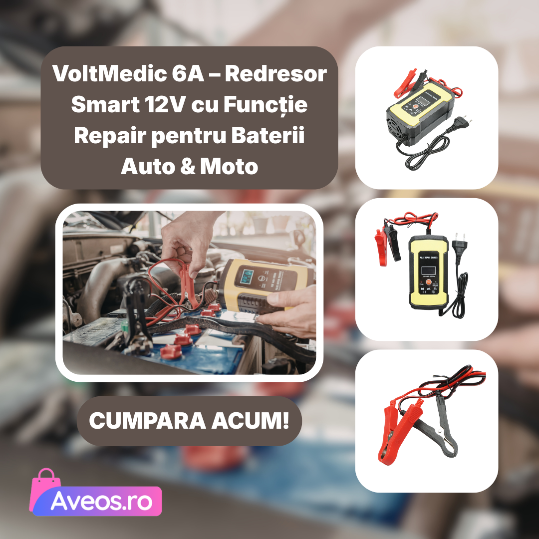 VoltMedic 6A – Redresor Smart 12V cu Funcție Repair pentru Baterii Auto & Moto